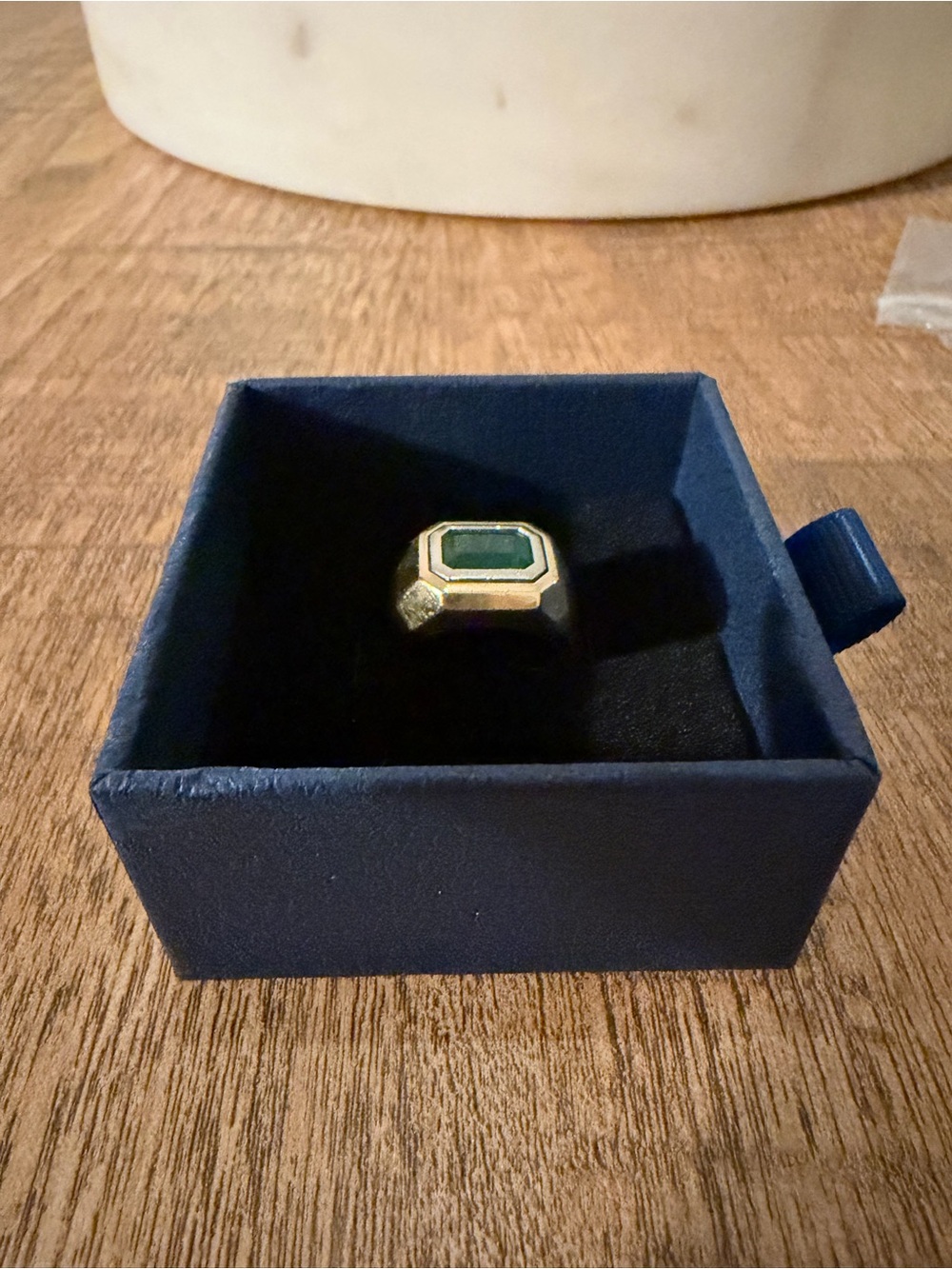 MAOR Gold Tone Ring with emerald Stone - Women's Fashion Ring